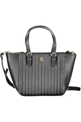 Женская сумка Tommy Hilfiger стеганая с ручками и золотым логотипом, черный 16660 | nero