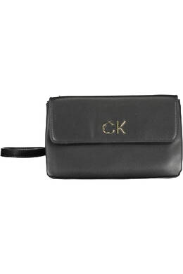 Женская сумка Calvin Klein из экокожи с золотой монограммой, черный 15394 | nero