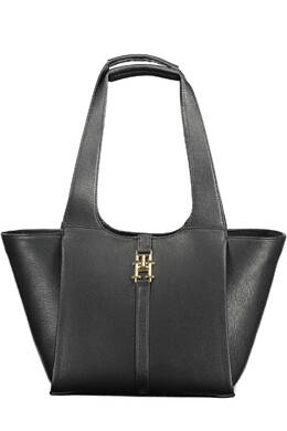 Женская сумка Tommy Hilfiger с широкими ручками и монограммой, черный 17474 | nero
