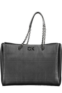 Женская сумка Calvin Klein с ручками-цепочками стеганая, черный 13689 | nero