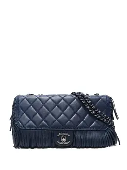 Chanel 2014 quilted fringe-detailling shoulder bag 30933717