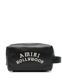 Amiri logo-appliqué leather wash bag 28363312