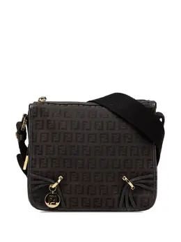 Fendi 2000-2010 Small Zucchino Canvas F Charm crossbody bag 30972077