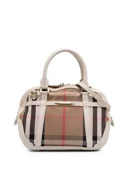 Burberry 2000-2017 Small Leather Trimmed House Check Canvas Bridle Orchard satchel 30984654