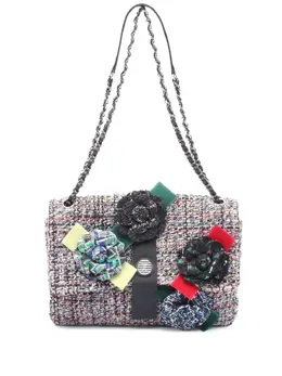 Chanel 2017-2018 Multicolor Tweed Camellia Flap shoulder bag 30983703