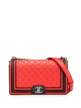 Chanel 2016-2017 Old Medium Bicolor Quilted Lambskin and Rubber Boy Flap crossbody bag 30968822