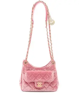 Chanel 2021-2025 Small Quilted Velvet Wavy CC Hobo crossbody bag 30965014