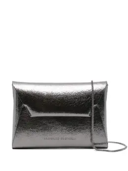 Brunello Cucinelli metallic flap clutch bag 30883222