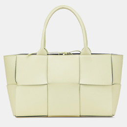 Bottega Veneta Cream Small Lambskin Intrecciato Arco Tote 1171343
