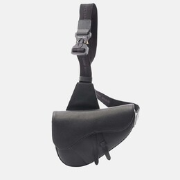 Christian Dior Black Kim Jones Grained Calfskin Saddle Bag 1171125