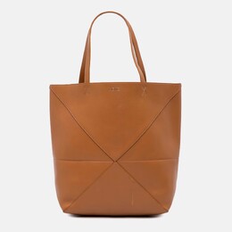 Loewe Brown Medium Shiny Calfskin Puzzle Fold Tote 1170556