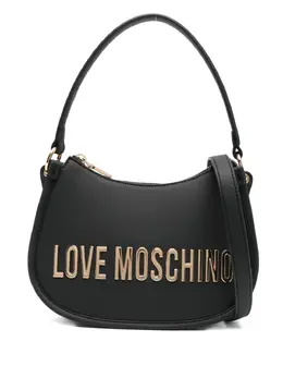 Сумка через плечо с логотипом и изогнутой пластиной Love Moschino, черный 29943070 | черный