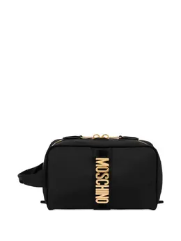 Moschino logo-plaque zip-top wash bag 30903455