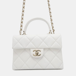 Chanel Matelasse White Caviar Leather Top Handle Bag 1164815