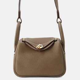 Hermes Lindy Mini Etoupe Taurillon Clemence Leather Shoulder Bag 1168488