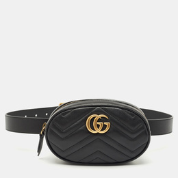 Gucci Black Matelassé Leather Mini GG Marmont Belt Bag 1171306