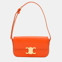 Celine Triomphe Claude Orange Shiny Calf Leather Shoulder Bag 1172223