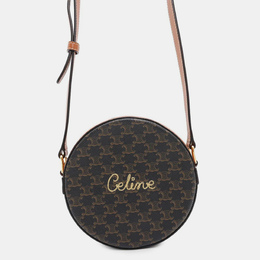 Celine Triomphe Round Tan PVC Coated Canvas Shoulder Bag 1172224