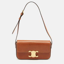 Celine Brown Leather Triomphe Claude Shoulder Bag 1172402