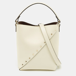 Valentino Off White Leather Small Rockstud Wipsy Bucket Bag 1172907