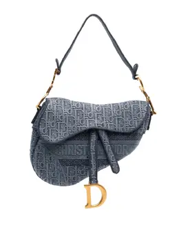 Christian Dior 2019 Oblique Embroidered Denim Saddle Bag shoulder bag 31000587