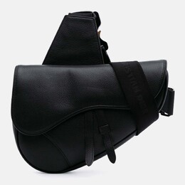 Christian Dior Black Grained Calfskin Saddle Bag 1172927