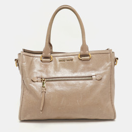 Miu Miu Beige Vitello Shine Leather Satchel 1174497
