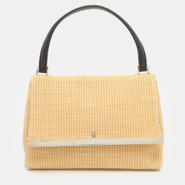 CH Carolina Herrera Beige Woven Straw Camelot Top Handle Bag 1174499