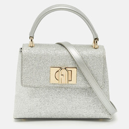 Furla Silver Glitter and Leather Mini 1927 Top Handle Bag 1173760