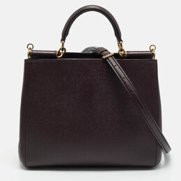 Dolce & Gabbana Burgundy Leather Sicily Top Handle Bag 1173254