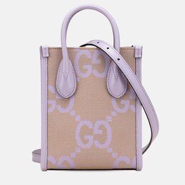 Gucci Beige/Purple Mini Jumbo GG Canvas Interlocking G Satchel 1173261