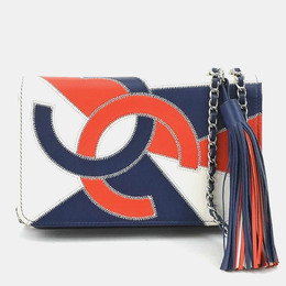Chanel CC Tassel Patchwork White Blue Red Lambskin Crossbody Bag 1172735