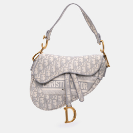 Christian Dior Grey Oblique Embroidered Canvas Saddle Bag 1172501