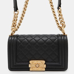 Chanel Boy Black Caviar Leather Chain Shoulder Bag 1172281
