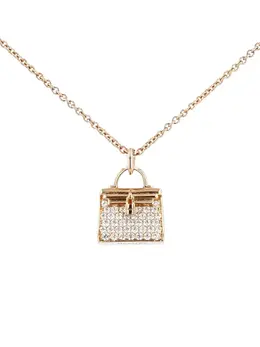 Hermes pink gold Amulettes Kelly diamond necklace 30955187