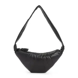 Lemaire-Dark Chocolate Leather Medium Croissant Bag-Uomo 52141685834068