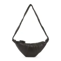Lemaire-Dark Chocolate Leather Croissant Zip Bag-Donna 52141688521044