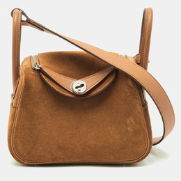 Hermes Gold Grizzly and Veau Swift Leather Palladium Finish Mini Lindy Bag 1175012