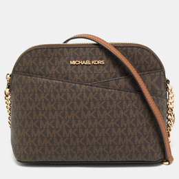 Michael Kors Brown Signature Coated Canvas and Leather Jet Set Travel Crossbody Bag 1174766
