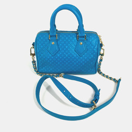 Louis Vuitton Speedy Bandouliere 20 Monogram Nanogram Calf Leather Blue Crossbody Bag 1173936