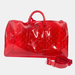 Louis Vuitton Keepall 50 Red Monogram Prism Vinyl PVC Boston Bag 1173917