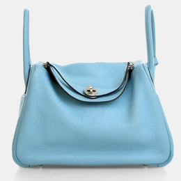 Hermes Lindy 30 Blue Clemence Leather Shoulder Bag 1173781