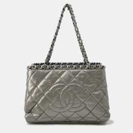Chanel CC Logo Chain Me Silver Calf Leather Tote Bag 1172291