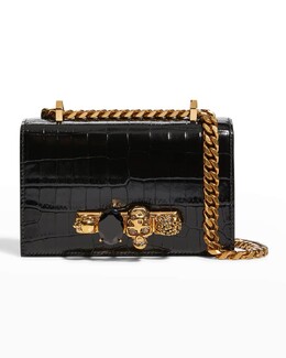 Миниатюрная сумка-саквояж с драгоценными камнями Alexander McQueen prod233860129 | black