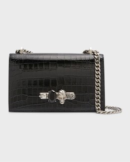 Блестящая сумка через плечо с тиснением под крокодила Alexander McQueen prod252820467 | 1001 nero