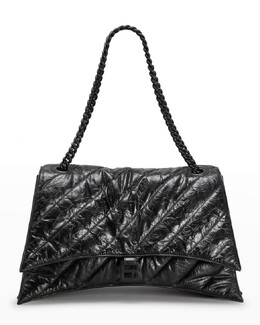 Стеганая сумка на плечо Crush среднего размера с цепочкой Balenciaga prod260920620 | 1000 black