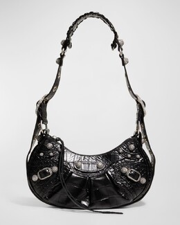 Сумка на плечо Le Cagole XS с тиснением под крокодила Balenciaga prod260820080 | 1000 black