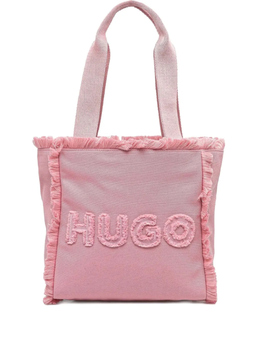 Сумка-тоут с вышитым логотипом Hugo, розовый 50541535 | розовый