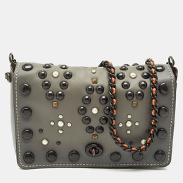 Coach Grey Ombre Leather Western Rivets Dinky 24 Shoulder Bag 1175559
