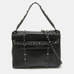 Valentino Black Leather Medium My Rockstud Rolling Top Handle Bag 1174894